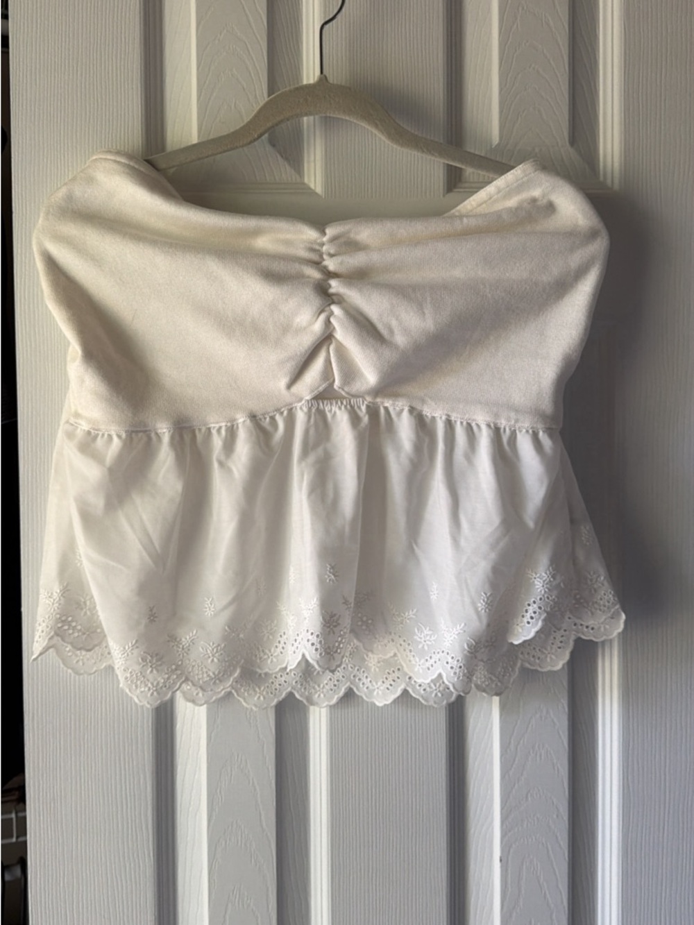 wild fable White Strapless Eyelet Peplum Crop Top